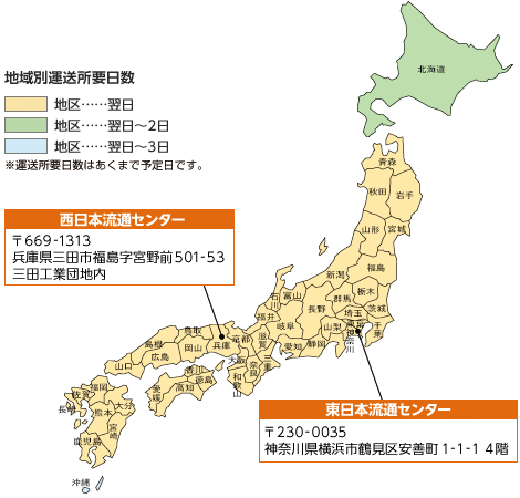 地域別運送所要日数